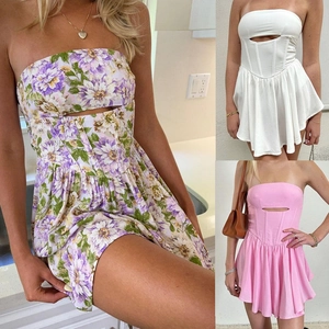 Sexy off-shoulder bodycon mini dress with corset waist and hollow-out floral design