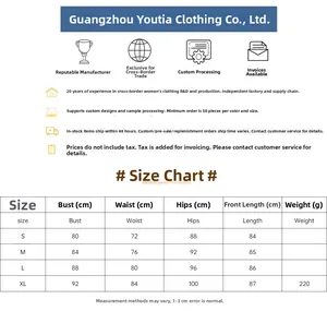 Detailed size guide table for backless satin cocktail dress including S to XL measurements