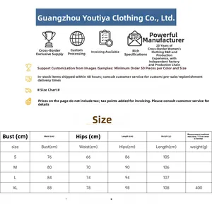 Size chart for slim floral maxi dress with bust, waist, and hip measurements in cm