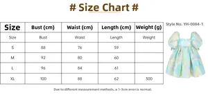 Size chart for vintage floral mesh dress showing bust, waist, and length in cm