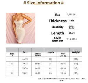 Size guide for women off-shoulder corset dress with bust and waist measurements