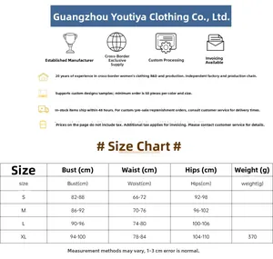 Detailed size chart for women's deep V-neck dress including bust, waist, and hip dimensions