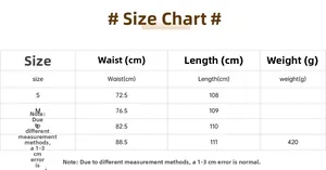 Size chart for pink split dress showing waist and length measurements in centimeters