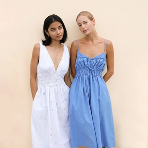 Women's Elegant Backless Camisole Midi Dress Polyester Smocked Chest Lace Up High Waist Sleeveless Summer A-Line Party Dress