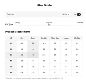 Detailed size guide chart for V-neck sequin chiffon evening dress showing US sizes 12 to 22