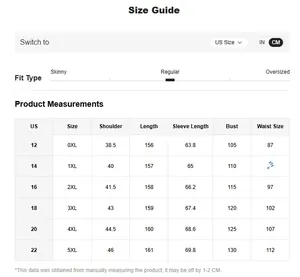 Size chart for V-neck beaded evening gown showing detailed measurements in centimeters