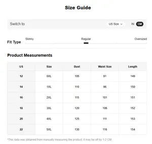 Detailed size guide chart for women's V-neck sequin chiffon evening dress (US 12-22)