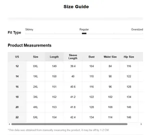 Detailed size guide table for plus size V-neck chiffon dress ranging from 0XL to 5XL
