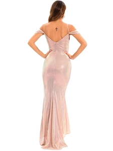 Abendkleid in Rosa mit Pailletten, rückenfreiem Design und Meerjungfrau-Silhouette