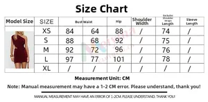 Guide des tailles montrant le buste et la taille pour une robe mini à une épaule bordeaux