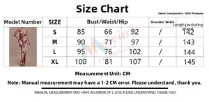 Detailed size guide for backless bodycon dress with bust waist and hip measurements