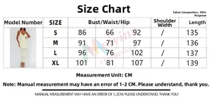 Size chart table for the backless ruffled maxi dress showing measurements in centimeters