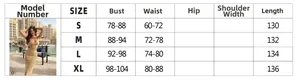 Size chart for the backless slim fit tube dress with bust and waist measurements in cm
