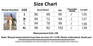 Size guide for backless maxi dress showing bust, waist, and hip measurements in cm