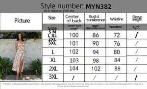 Detailed size chart for floral backless maxi dress including bust and waist measurements