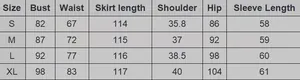 Detaillierte Größentabelle für sexy V-Ausschnitt Bodycon Midi-Kleid von S bis XL