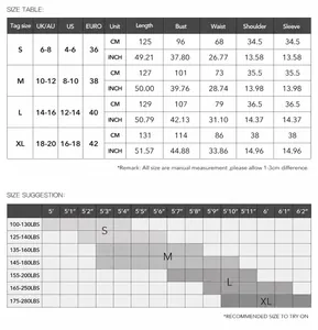 Detailed size chart for women's printed maxi dress covering sizes S to XL with measurements