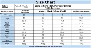 Size guide table for tweed jacket showing measurements for XS S M L in centimeters