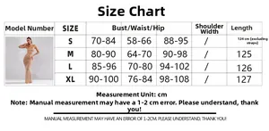 Detailed size chart for sexy sequined mermaid dress including bust waist and hip measurements