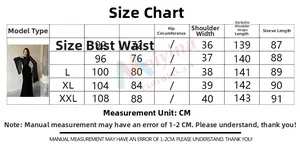 Size chart showing S to XXL measurements for the batwing sleeve slim maxi dress