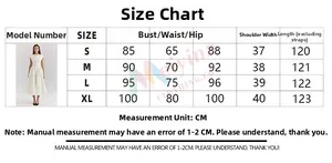 Detailed size chart for women's backless sleeveless midi dress in various sizes