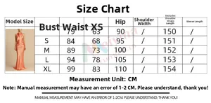 Size guide table for women backless satin dress with bust waist and length measurements