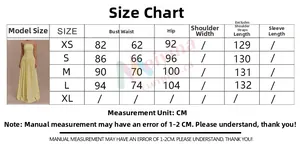 Guide des tailles pour robe longue bustier dos nu avec mesures poitrine, taille et hanches