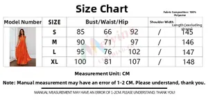 Guide des tailles pour robe longue plissée à une épaule avec mesures de buste et taille