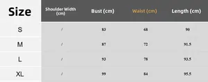 Size chart for backless square neck summer dress with S M L XL measurements in cm