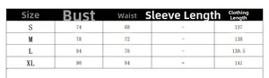 Detailed size chart for sleeveless color-block jumpsuit with bust and waist dimensions