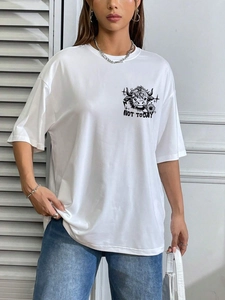T-shirt blanc col rond pour femme avec motif vache des Highlands et texte Not Today