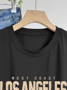 Women's black West Coast Los Angeles print t-shirt in vintage American style