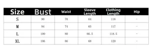 Size chart for long sleeve houndstooth dress with bust and waist measurements
