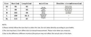 Detailed size chart for women's heart print T-shirt showing bust and length in cm