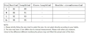 Detailed size chart for women's heart neck dress showing bust and length measurements