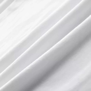 Detailed texture of high-quality white cotton fabric for summer loose casual t-shirt