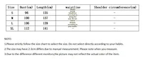 Size chart table for long sleeve V-neck floral maxi dress showing bust and length in cm