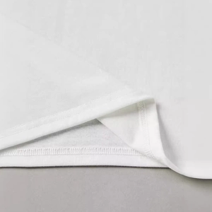 Women's summer white cotton t-shirt with high-quality double-needle hem stitching detail