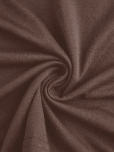 Detailed close-up of dark brown cotton knit fabric texture with precision twin-needle stitching