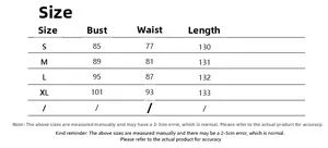 Size chart for backless halter maxi dress including bust, waist, and length in cm