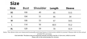 Size chart for solid crewneck sweatshirt showing bust, shoulder, and length from XS to XL