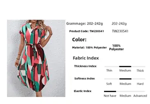 Détail d'une robe à blocs de couleurs géométriques avec manches courtes et ceinture