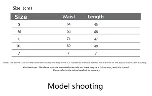 Detailed size chart for high-waisted leopard print skirt with waist and length dimensions