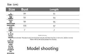 Tableau des tailles pour robe en tricot à col en V avec mesures de buste et longueur