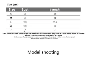 Detailed size chart for women sexy backless camisole top showing S to XL measurements
