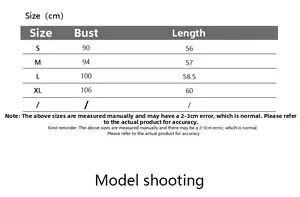 Size chart for women's sequin tank top showing bust and length measurements from S to XL