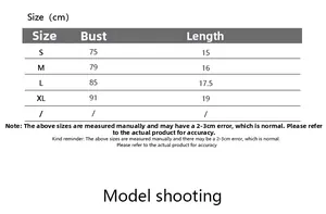 Size chart for summer halter top showing bust and length measurements in centimeters