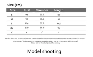 Size chart for sleeveless ruffle A-line dress showing bust and length measurements
