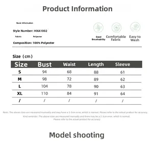 Detailed size chart for elegant A-line long sleeve dress with S-XL measurements
