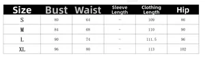 Detailed size guide for women's slim fit dress showing S to XL measurements and dimensions